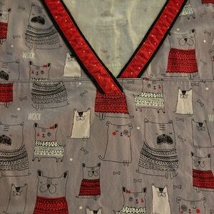 Dickies Gray and Red Women's Scrub Top